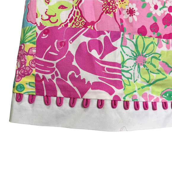 Lilly Pulitzer Women's Jungle Patchwork Skort Faux Wrap Mini Skirt Pink Cotton 6 - Picture 4 of 12